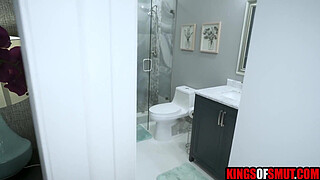 Massaging stepmoms big natural tits & fucking her hairy pussy