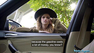 Public Agent Big tits hitchhiker Nicole Rae big dick public pov blowjob