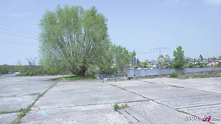 GERMAN SCOUT - Pink Hair Teen Maria Gail with Saggy Tits at Rough Anal Sex Casting