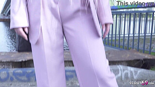 GERMAN SCOUT - Pink Hair Teen Maria Gail with Saggy Tits at Rough Anal Sex Casting