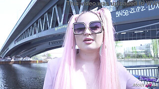 GERMAN SCOUT - Pink Hair Teen Maria Gail with Saggy Tits at Rough Anal Sex Casting