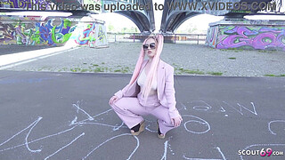 GERMAN SCOUT - Pink Hair Teen Maria Gail with Saggy Tits at Rough Anal Sex Casting