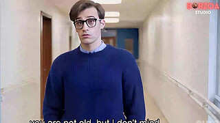 Old grandma have sex with young virgin boy in elevator and give his big dick blowjob (3D/AI/hentai)