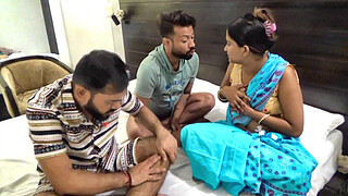 Indian friends seduce their beautiful maid, made a hardcore desi threesome fucking video