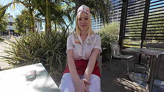 In-N-Out Girl with Big Tits Fucks 2 Huge Cocks gets Covered in Cum Gigi Sweets VS World Biggest Cock