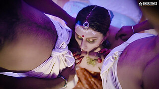 Big Boobs Milf having kamasutra style threesome hardcore sex with her two big cock servants