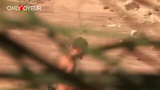 Beach Voyeur. Horny teen couple fucking on a public beach and cumming together