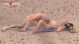 Beach Voyeur. Older guy fucking hot MILF on the ocean shore