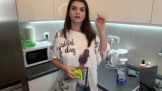 Stepmother with fat cock was caught by her horny Stepson and she made him suck her cum