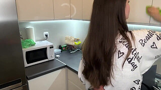 Stepmother with fat cock was caught by her horny Stepson and she made him suck her cum