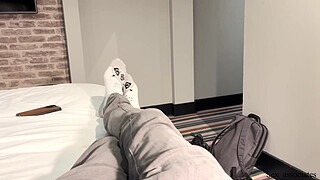 "Do you have an erection???". Sharing a bed with a coworker ended up with an unexpected sex.