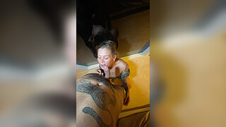 Innocent blonde tinder date fucked until she's messy