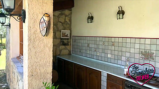 Léa, naughty with big tits, gets fucked by two guys