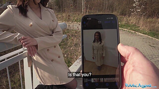 Public Agent Super sexy brunette shows off her tits and ass and suck and fucks