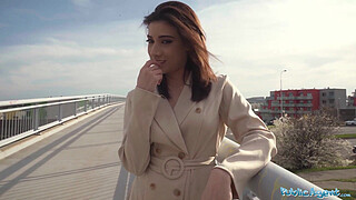 Public Agent Super sexy brunette shows off her tits and ass and suck and fucks