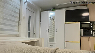 I dropped the towel in front of the delivery man. Real delivery