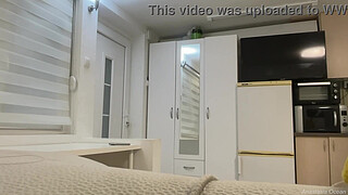 I dropped the towel in front of the delivery man. Real delivery