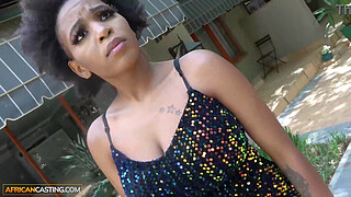 Big tits African MILF banged at casting by big cock white fake agent