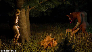 Zelda fucks the monster and masturbates while Link jerks off