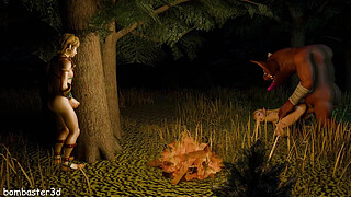 Zelda fucks the monster and masturbates while Link jerks off