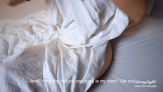 Step Son trick Step Mom pratending his step Dad MILF wakes up to his hard dick