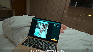 Stepmom caught stepson jerking off to her naked pic from Undress.app and shares bed in hotel room