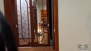 Stepson filled his Stepmom pussy with sperm before Halloween