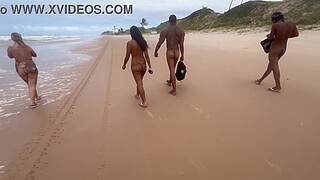 I went with my pussy friend to a nudist beach for the pirocudos