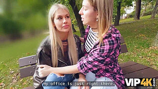 VIP4K. Hot and playful blonde Zlata Shine is cheating on her GF with a Big Boss