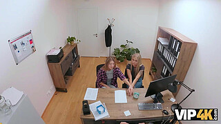 VIP4K. Hot and playful blonde Zlata Shine is cheating on her GF with a Big Boss