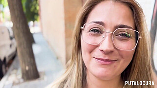 PutaLocura - The hot girl from La Mancha Lucía Gold swallows Torbe's cum while caught.