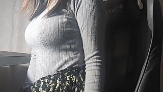 A busty girl gets hot down there while studying and can't help but do something pleasurable