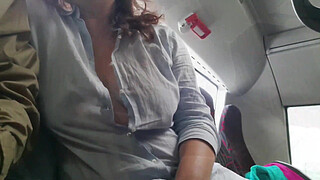 Exhibitionist seduces Milf to Suck & Jerk his Dick in Bus