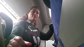 Exhibitionist seduces Milf to Suck & Jerk his Dick in Bus