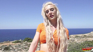 GERMAN SCOUT - Blonde Fitness Model JayJay Pink seduce to Public Casting Fuck