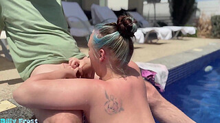 Deepthroat and intense fuck for young pool boy in the hotel!