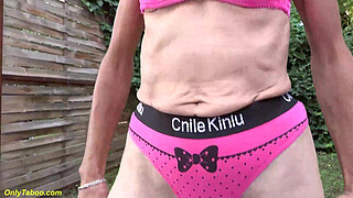 ugly skinny toothless granny masturbating outdoor