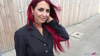 GERMAN SCOUT - Big Saggy Tits Redhead Teen Dani Luve Pickup and Casting Fuck