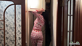 Christmas alone with StepMom part 1. Search for decorations for the Christmas tree. Fuck in the pantry, creampie in Step Mom