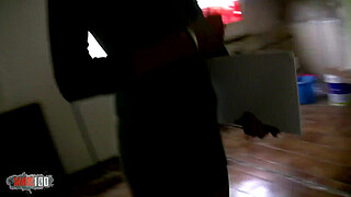 Skinny french blonde MILF fucked in the ass for money in the wharehouse