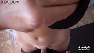 Step Mom caught Step Son jerking off and helps to cum quick on her pussy while her Husband is home