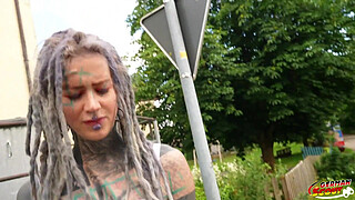GERMAN SCOUT - Split Tongue Tattoo Star Anuskatzz at Rough Anal Sex Casting