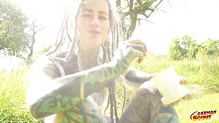 GERMAN SCOUT - Split Tongue Tattoo Star Anuskatzz at Rough Anal Sex Casting