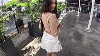 Fucking in the bathroom of the mall with a subscriber to my SHEER channel. We walk outdoors and then he fucks me in the public bathroom. Would you like to meet me and fuck me?