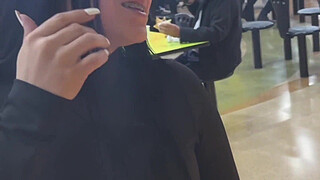 Little slut leaves with a fan that has just met