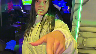 Little slut leaves with a fan that has just met