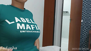 maid comes to work wearing a short dress (dyke likes cock)