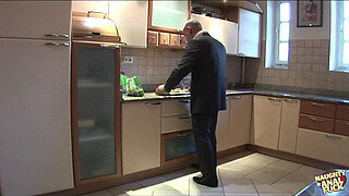 A cute blonde with big peaches is spread anal in a cowgirl position