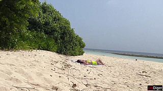 Voyeur pervert jerks off busty MILF and her stepdaughter and cums on their faces while they sunbathe