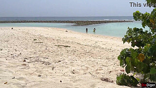 Voyeur pervert jerks off busty MILF and her stepdaughter and cums on their faces while they sunbathe